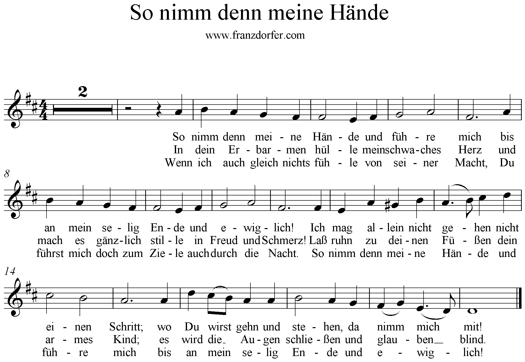 Gratis Noten So nimm den meine Hände